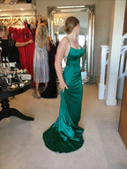 Robe longue de soirée verte Sirène, Robe de cérémonie Y640
