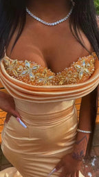 Robe de soirée sexy sirène à bretelles spaghetti avec traîne Y544