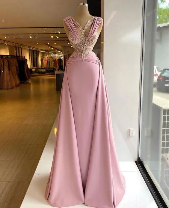 Robe de bal longue rose Robe de soirée unique Y521