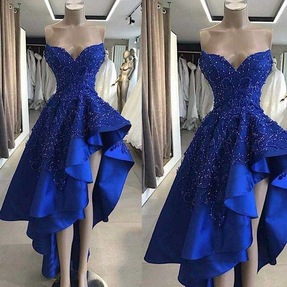 Robes de soirée en satin bleu royal, robes de fête à encolure cœur, robes de fête arabes Y670