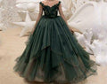 Vestido formal de baile em tule de renda verde esmeralda para ocasião especial S26994