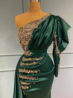 Vestidos de fiesta verde oscuro | Vestidos de noche largos con mangas
