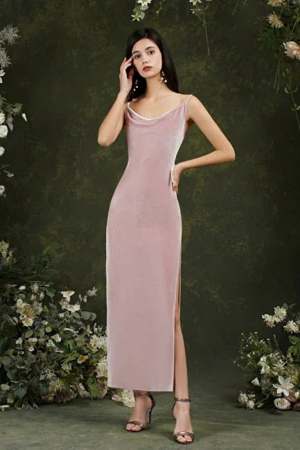 Vestidos de fiesta sirena sin mangas con tirantes finos morados