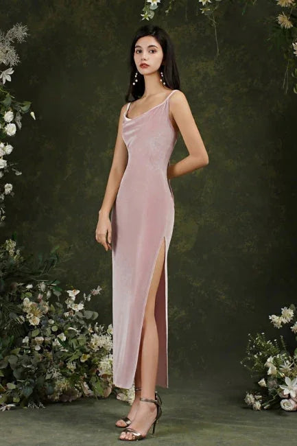 Vestidos de fiesta sirena sin mangas con tirantes finos morados