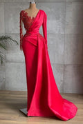 Robes longues rouges de bal | Robes de soirée à manches