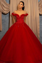 Vestido de baile vermelho, sem ombros, sem mangas, em chiffon, comprido até ao chão, para baile de finalistas, com renda