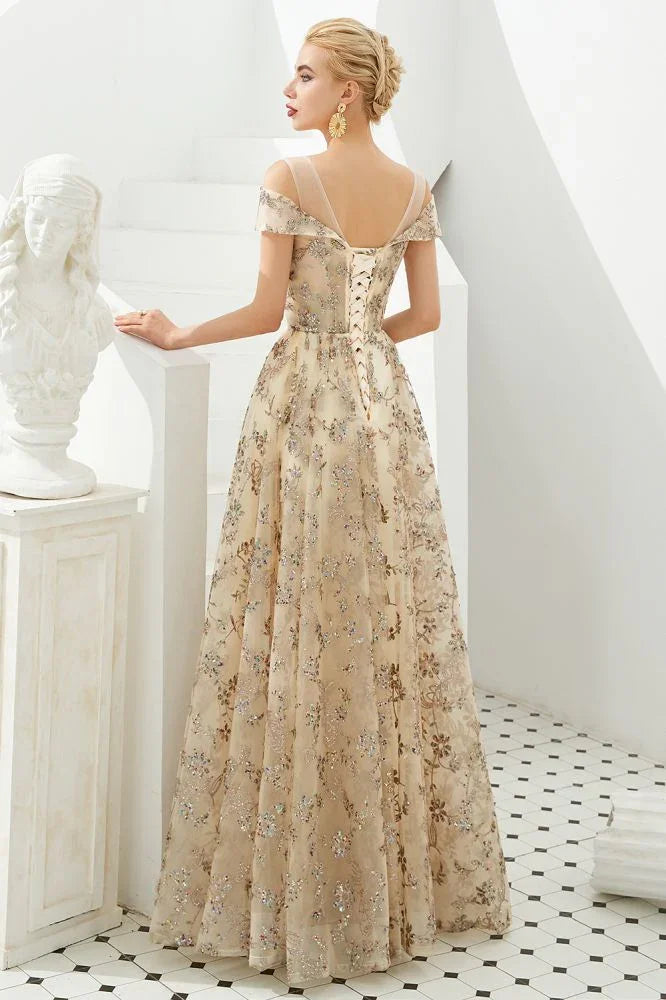 Vestido romántico floral de manga corta en línea A para fiesta de primavera por la tarde, vestido largo hasta el suelo para bailar