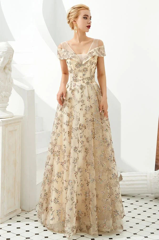 Vestido romántico floral de manga corta en línea A para fiesta de primavera por la tarde, vestido largo hasta el suelo para bailar