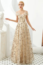 Vestido romántico floral de manga corta en línea A para fiesta de primavera por la tarde, vestido largo hasta el suelo para bailar