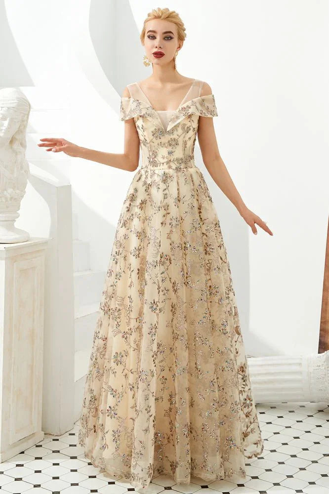 Vestido romántico floral de manga corta en línea A para fiesta de primavera por la tarde, vestido largo hasta el suelo para bailar