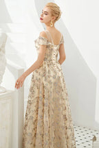 Vestido romántico floral de manga corta en línea A para fiesta de primavera por la tarde, vestido largo hasta el suelo para bailar