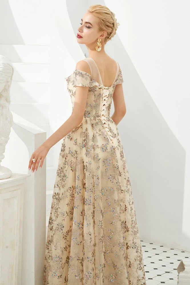 Vestido romántico floral de manga corta en línea A para fiesta de primavera por la tarde, vestido largo hasta el suelo para bailar