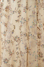 Vestido romántico floral de manga corta en línea A para fiesta de primavera por la tarde, vestido largo hasta el suelo para bailar