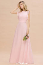 Romantic Sleeveless aline Bridesmaid Dress Garden Floor Length Simple Wedding Dress