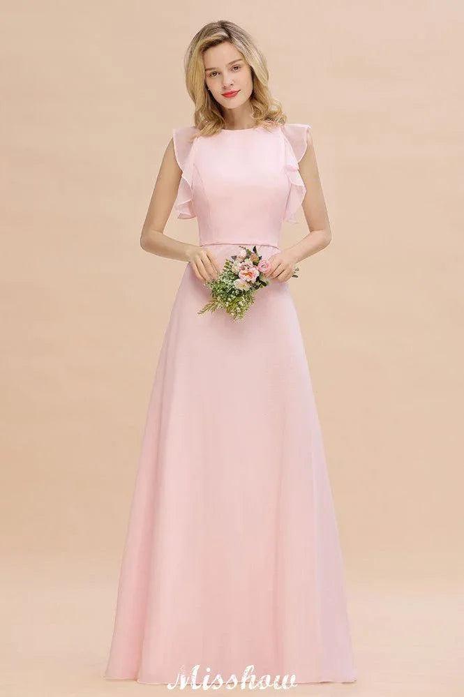 Romantic Sleeveless aline Bridesmaid Dress Garden Floor Length Simple Wedding Dress