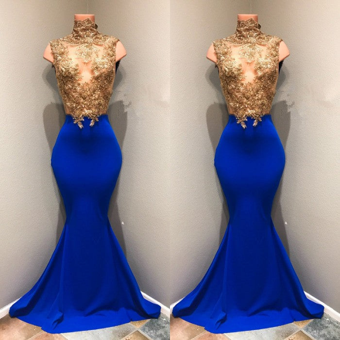 Robe de bal bleu roi avec appliques en dentelle robe de soirée