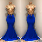 Robe de bal bleu roi avec appliques en dentelle robe de soirée