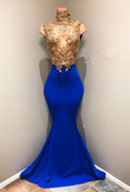 Robe de bal bleu roi avec appliques en dentelle robe de soirée