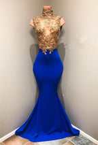 Robe de bal bleu roi avec appliques en dentelle robe de soirée