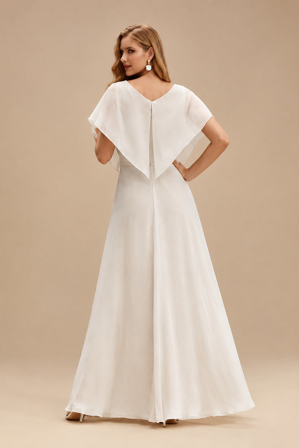 Rutipo Ivory Ball-Gown Square Neckline Long Sleeves Organza Sweep Train Wedding Dress With Ruffle