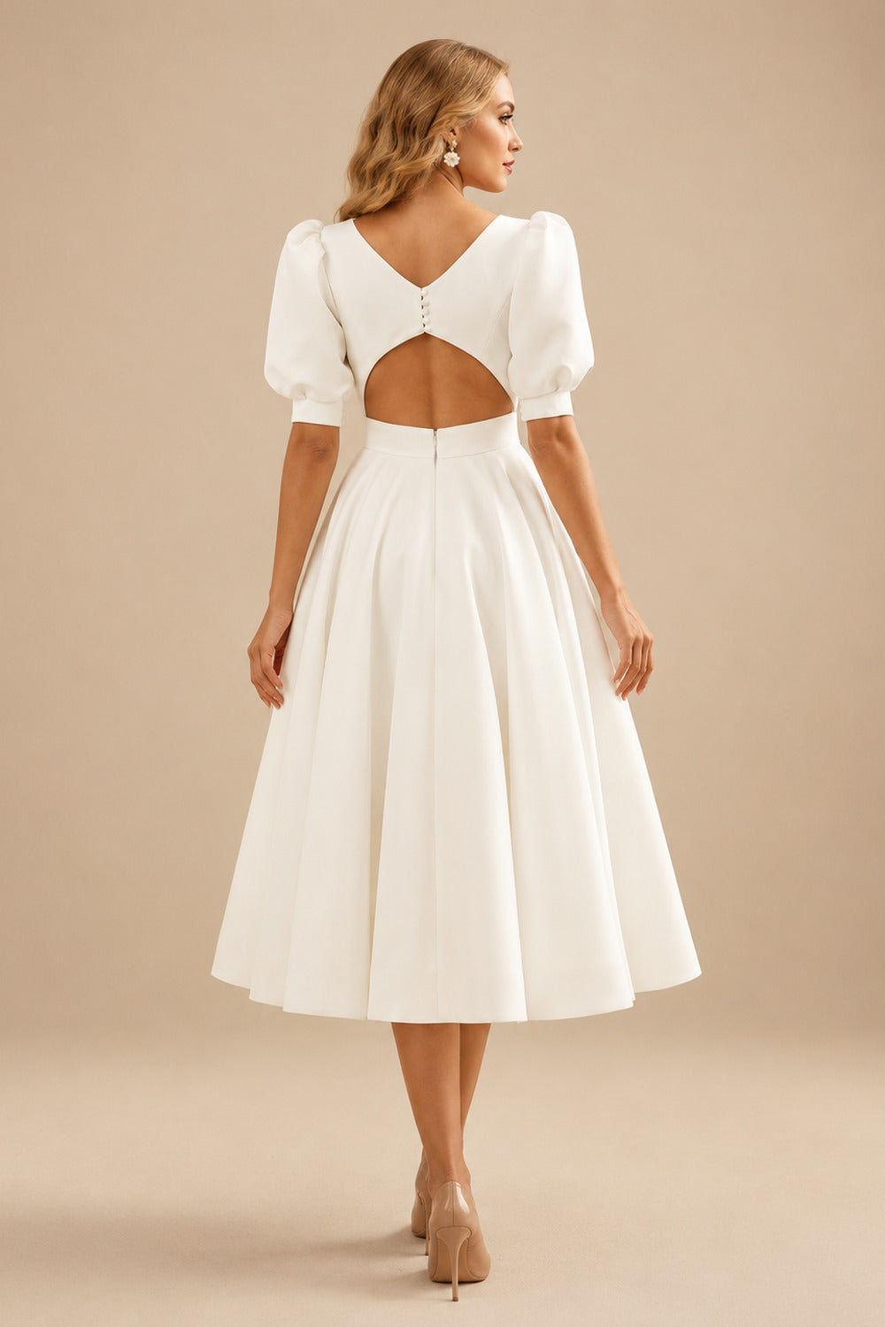 Rutipo Ivory Short Chic Wedding Dresses With Satin Back Hole
