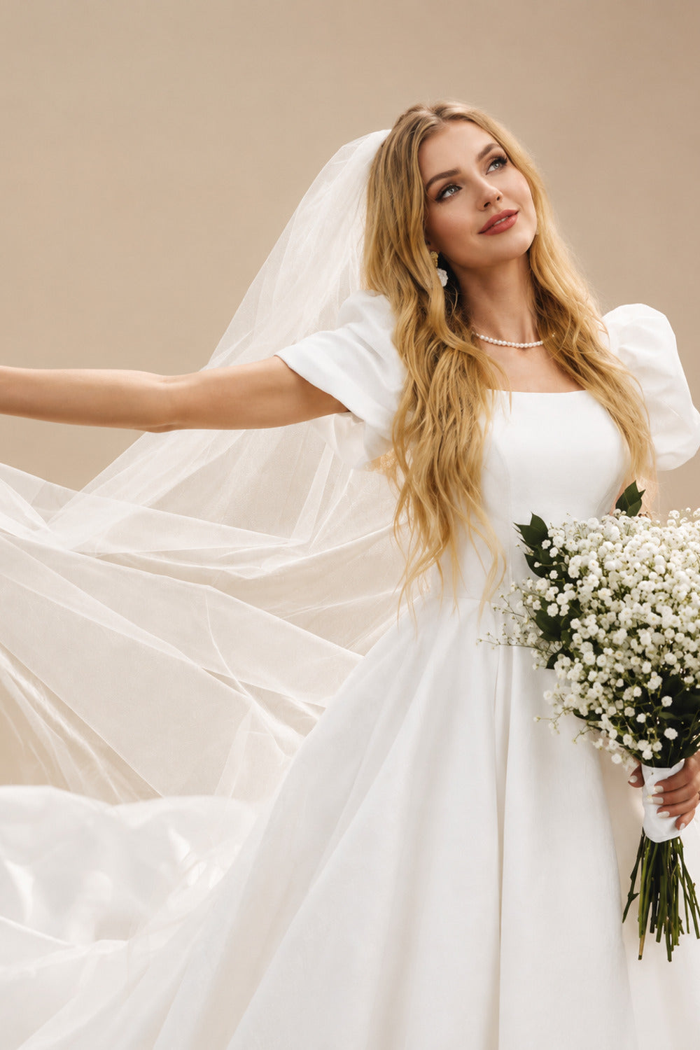 Rutipo Ivory Elegant Ball-Gown Square Neckline Wedding Dresses With Satin