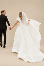 Rutipo Ivory Elegant Ball-Gown Square Neckline Wedding Dresses With Satin