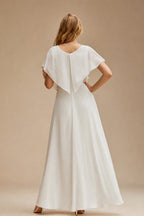 Rutipo Ivory Elopement Mini White Wedding Dresses With Long Sleeves
