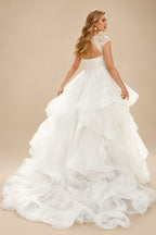 Rutipo Ivory Classic Elegant Lace Wedding Dresses With Cascading Ruffles