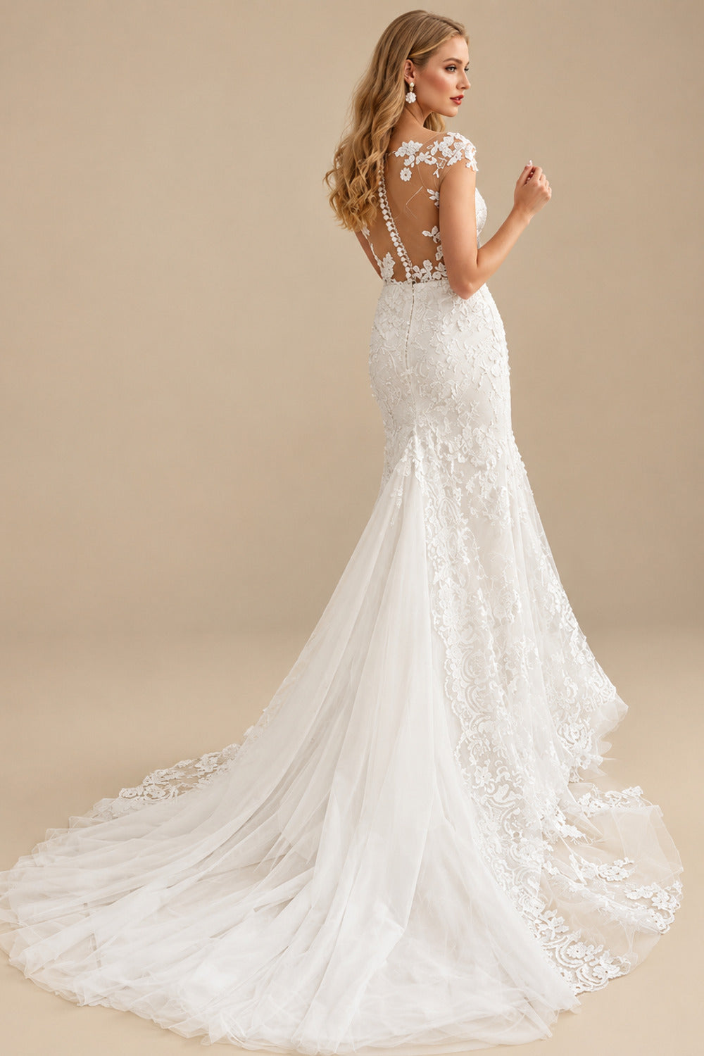 Rutipo Ivory Luxury Elegant Lace Tulle Wedding Dresses