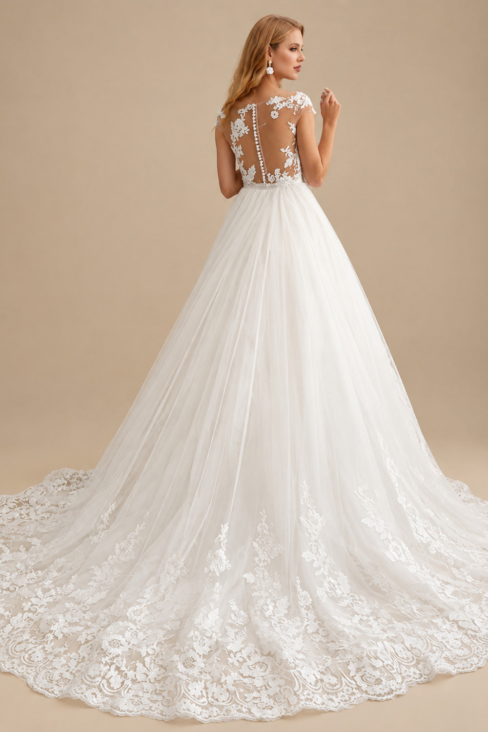 Rutipo Ivory Luxury Elegant Lace Tulle Wedding Dresses