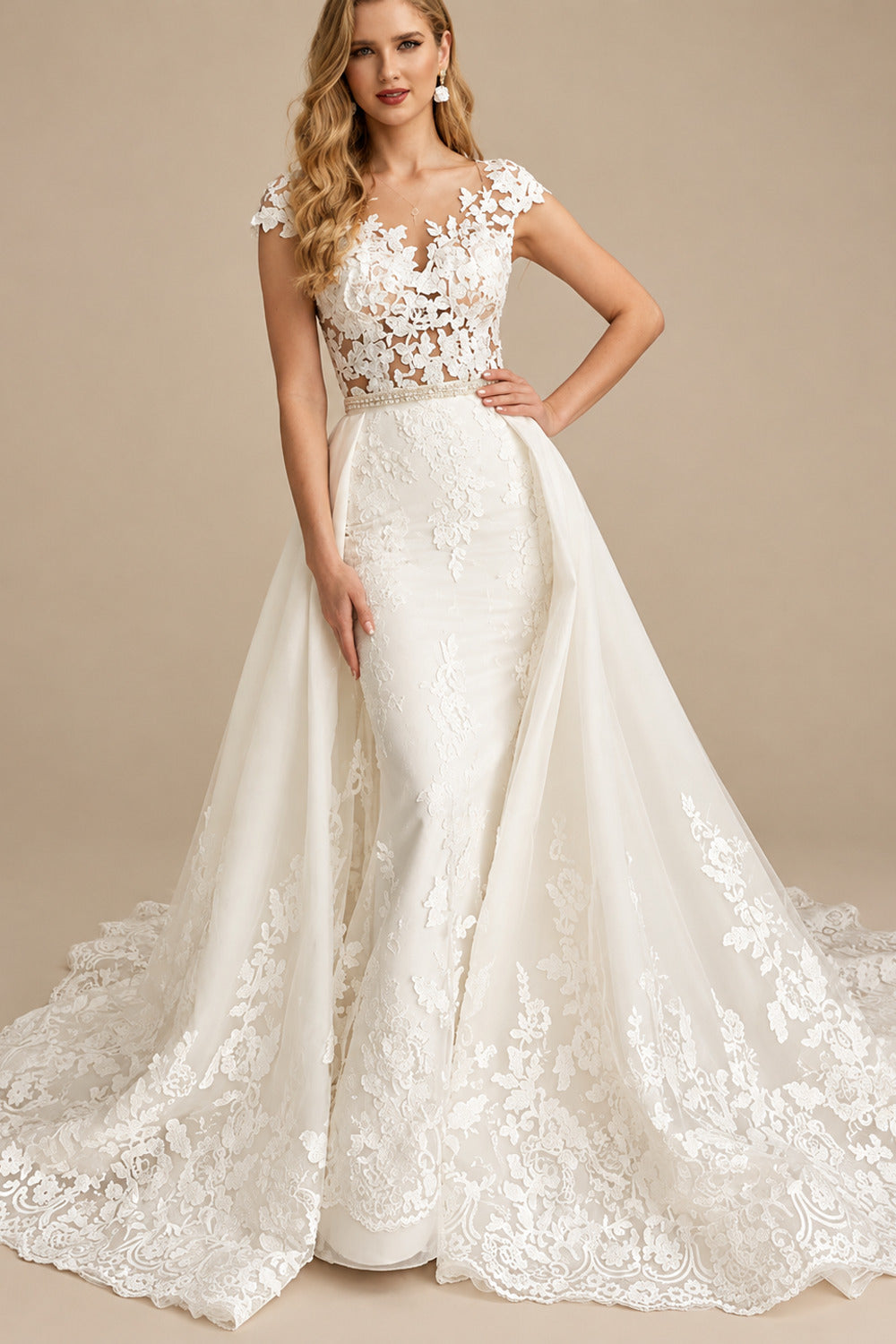 Rutipo Ivory Luxury Elegant Lace Tulle Wedding Dresses