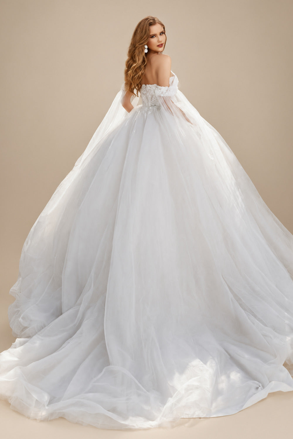 Rutipo As Picture Ball-Gown Off-The-Shoulder Long Sleeves Elegant Lace/Tulle Wedding Dresses