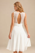 Rutipo Ivory A-Line V-Neck Knee-Length Chiffon Short Wedding Dresses With Back Hole