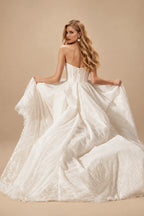 Rutipo Ivory Sparkly Sequined Sweetheart Lace A-Line Wedding Dresses