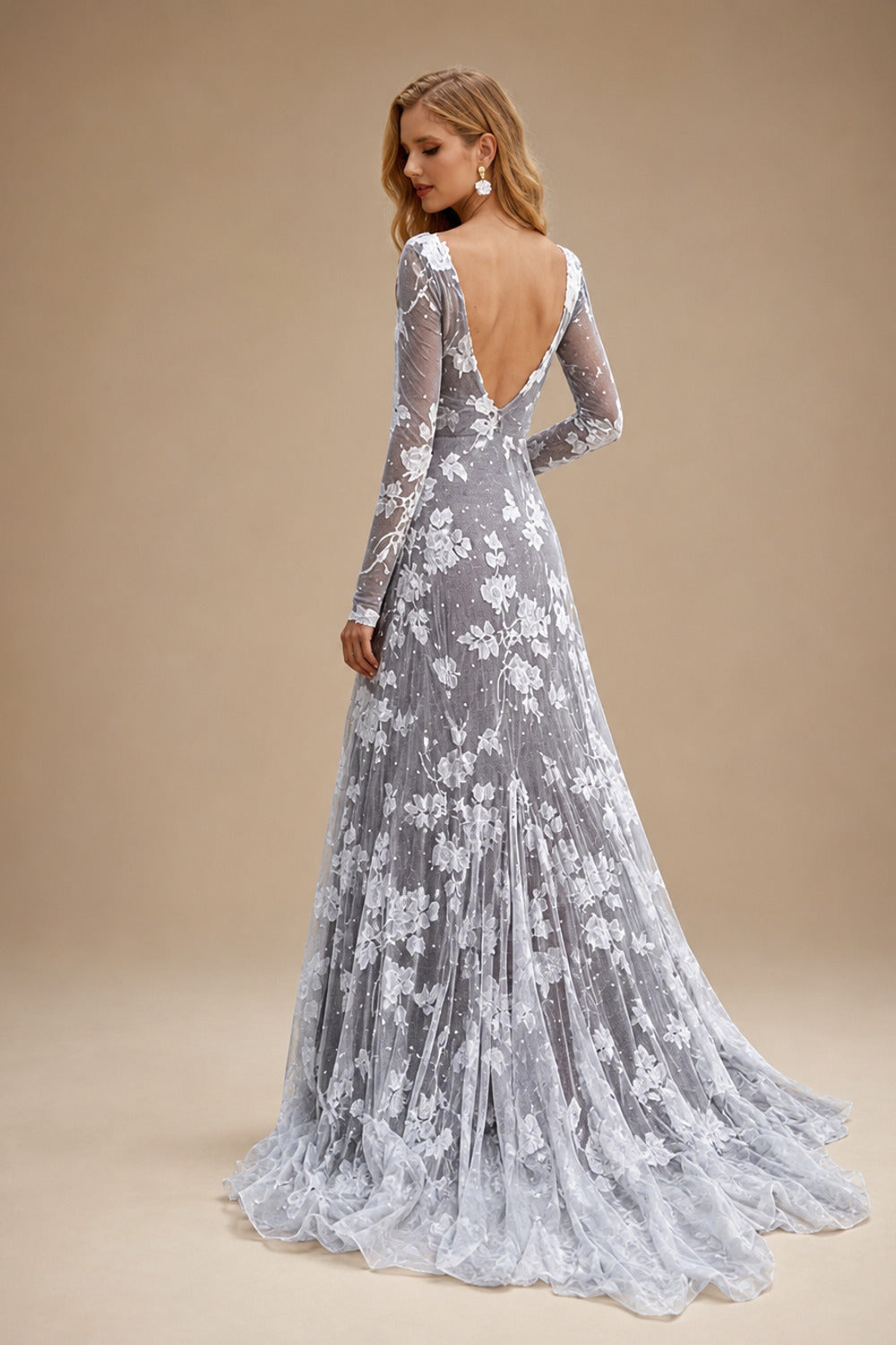 Rutipo As Picture Mermaid Scoop Neck Long Sleeves Court Train Lace Wedding Dresses