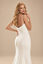Rutipo Ivory Simple Trumpet/Mermaid Open Back Wedding Dresses With Elastic Satin