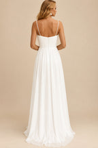 Rutipo Ivory Beach A-Line Sweetheart Lace Chiffon Wedding Dresses