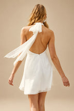 Rutipo Ivory A-Line Halter Sleeveless Short/Mini Tulle Wedding Dresses