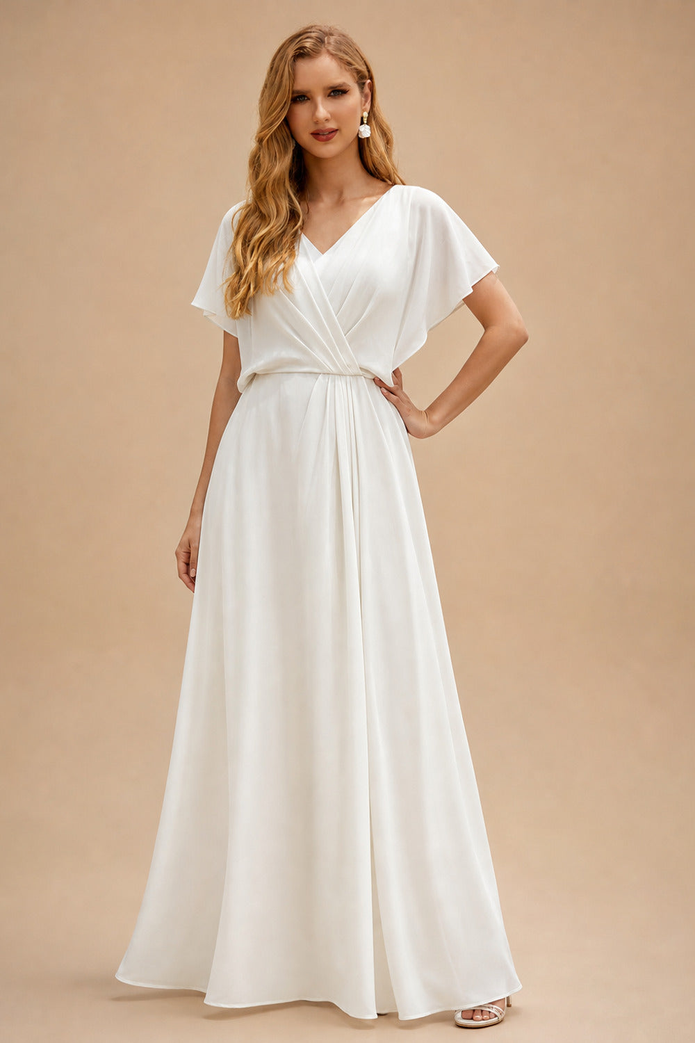 Rutipo Ivory Long Sleeves Trumpet/Mermaid Beading Wedding Dresses