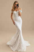 Rutipo As Picture Trumpet/Mermaid Off-The-Shoulder Sleeveless Lace Wedding Dresses