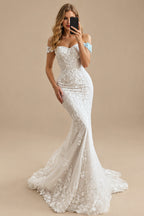 Rutipo As Picture Trumpet/Mermaid Off-The-Shoulder Sleeveless Lace Wedding Dresses