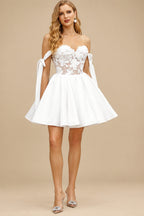 Rutipo Ivory Ball-Gown Off-The-Shoulder Sleeveless Satin Special Occasion Dresses With Bow(s)