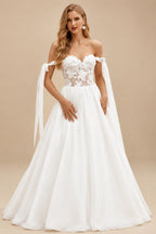 Rutipo Ivory Ball-Gown Off-The-Shoulder Sleeveless Satin Special Occasion Dresses With Bow(s)