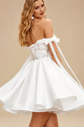 Rutipo Ivory Ball-Gown Off-The-Shoulder Sleeveless Satin Special Occasion Dresses With Bow(s)