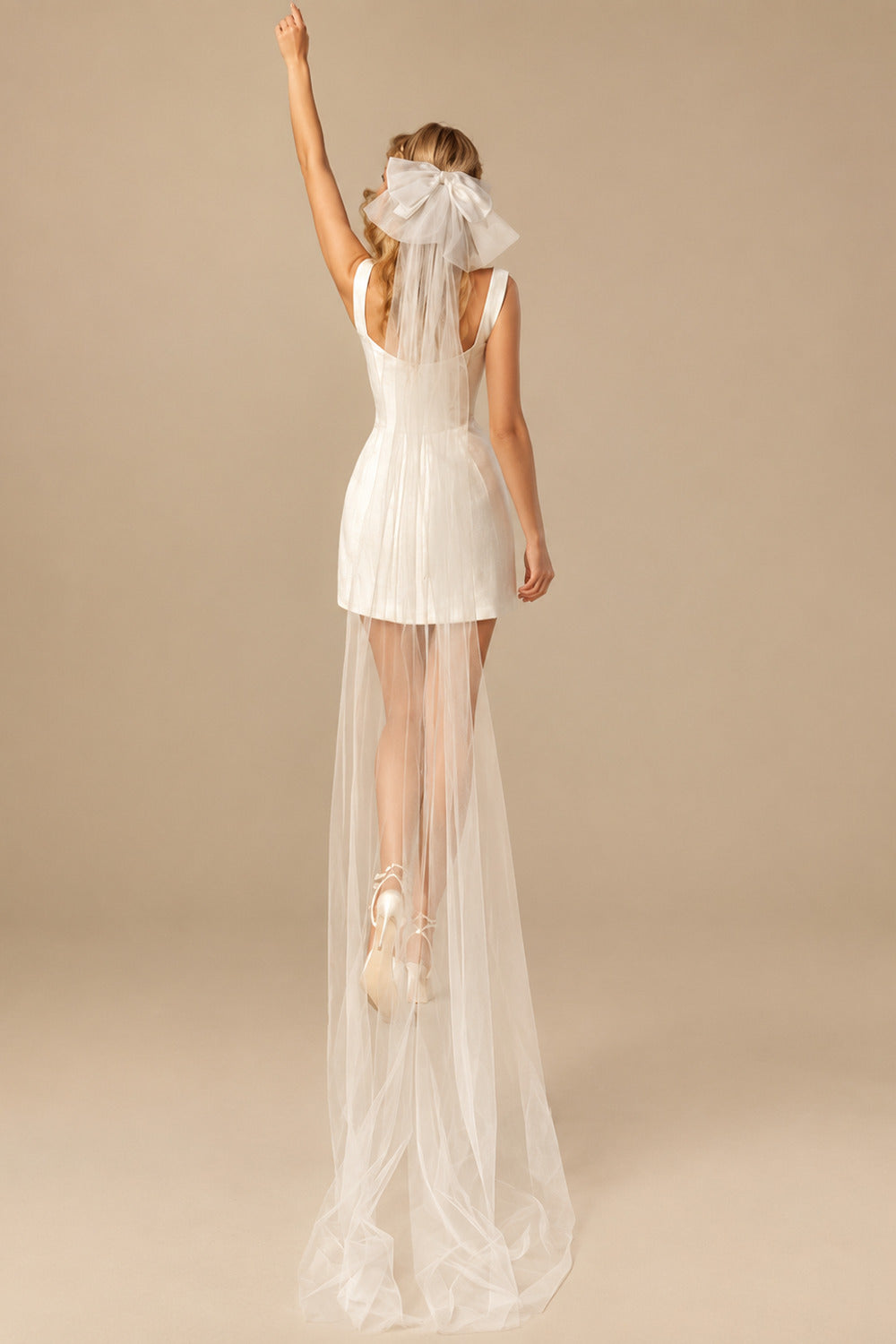 Rutipo Ivory Sheath/Column Square Neckline Sleeveless Short/Mini Satin Wedding Dresses