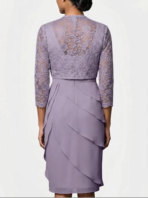 Knee-Length V-Neck Sheath Mother of the Bride Column Dresses