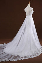 Vestidos de Noiva Elegantes com Aplicações de Lantejoulas e Tule de Sereia Bonita
