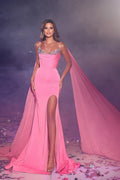 Ärmelloses Meerjungfrau-Ballkleid aus Satin mit Pailletten und Schlitz
