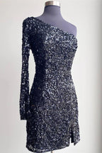 One-Shoulder-Heimkehrkleid mit Pailletten
